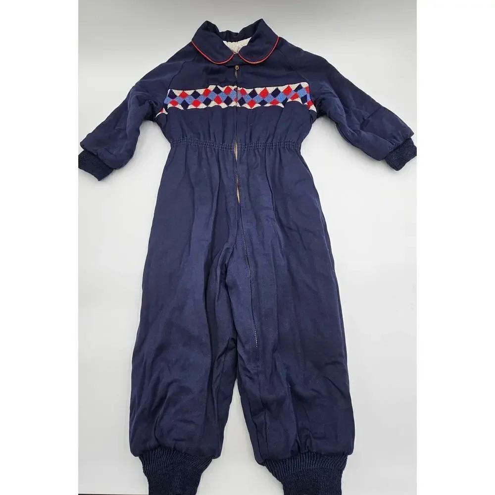 Vintage 50's Boy's 18-24M (Approx.) Navy Blue Snowsuit Coveralls